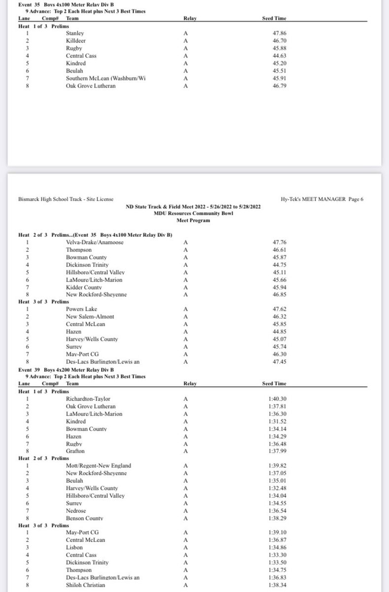 LoboesTF's tweet photo. 4x2 Prelims are scheduled for 6:15pm on Thursday.

4x1 Prelims are scheduled for 4:15pm on Friday. https://t.co/cIl4C235zI