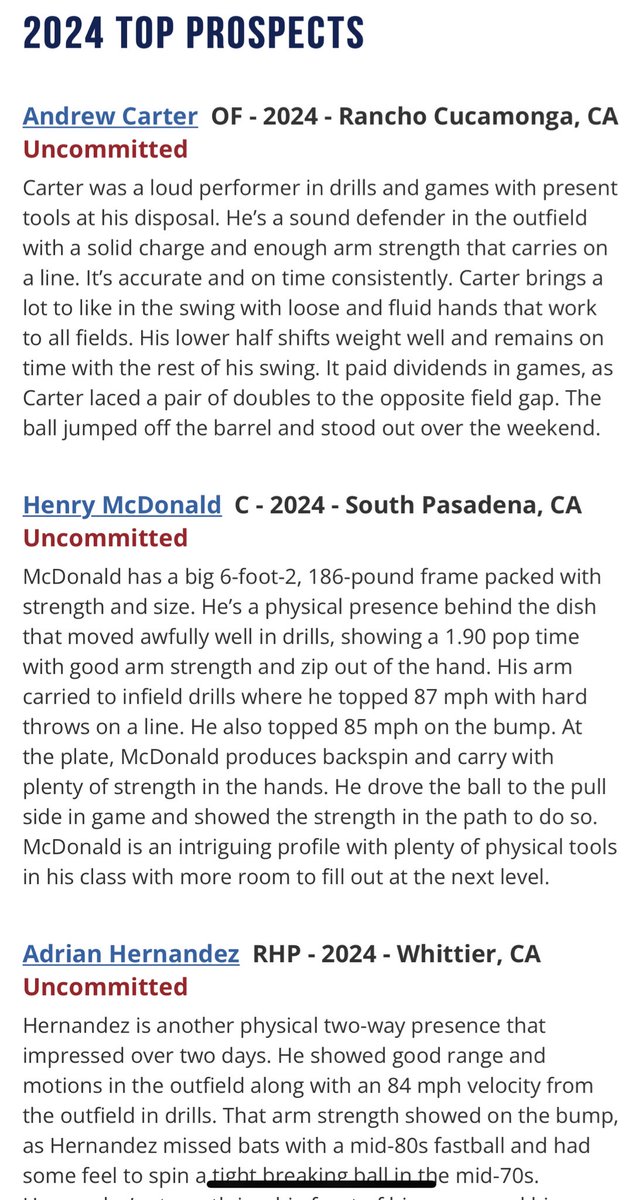 PGShowcases's tweet photo. Top Prospect List from the Sunshine West Showcase 

🔗 https://t.co/xDI7jGP6o7 https://t.co/T8mePGqKl7