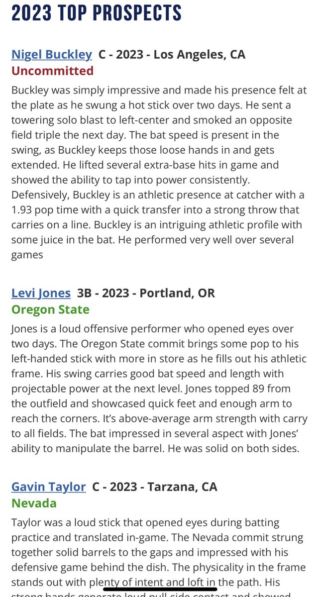 PGShowcases's tweet photo. Top Prospect List from the Sunshine West Showcase 

🔗 https://t.co/xDI7jGP6o7 https://t.co/T8mePGqKl7