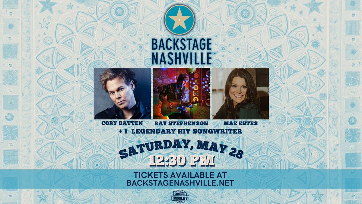 If you're a fan of country music, #BackstageNashville at @3rdandLindsley is THE place to be on Saturday afternoons from 12:30-2:30 PM. This weekend we're featuring songwriters who've had hits recorded by George Strait, Blake Shelton, Chris Young & more! 🎟️ bit.ly/bsnmay28