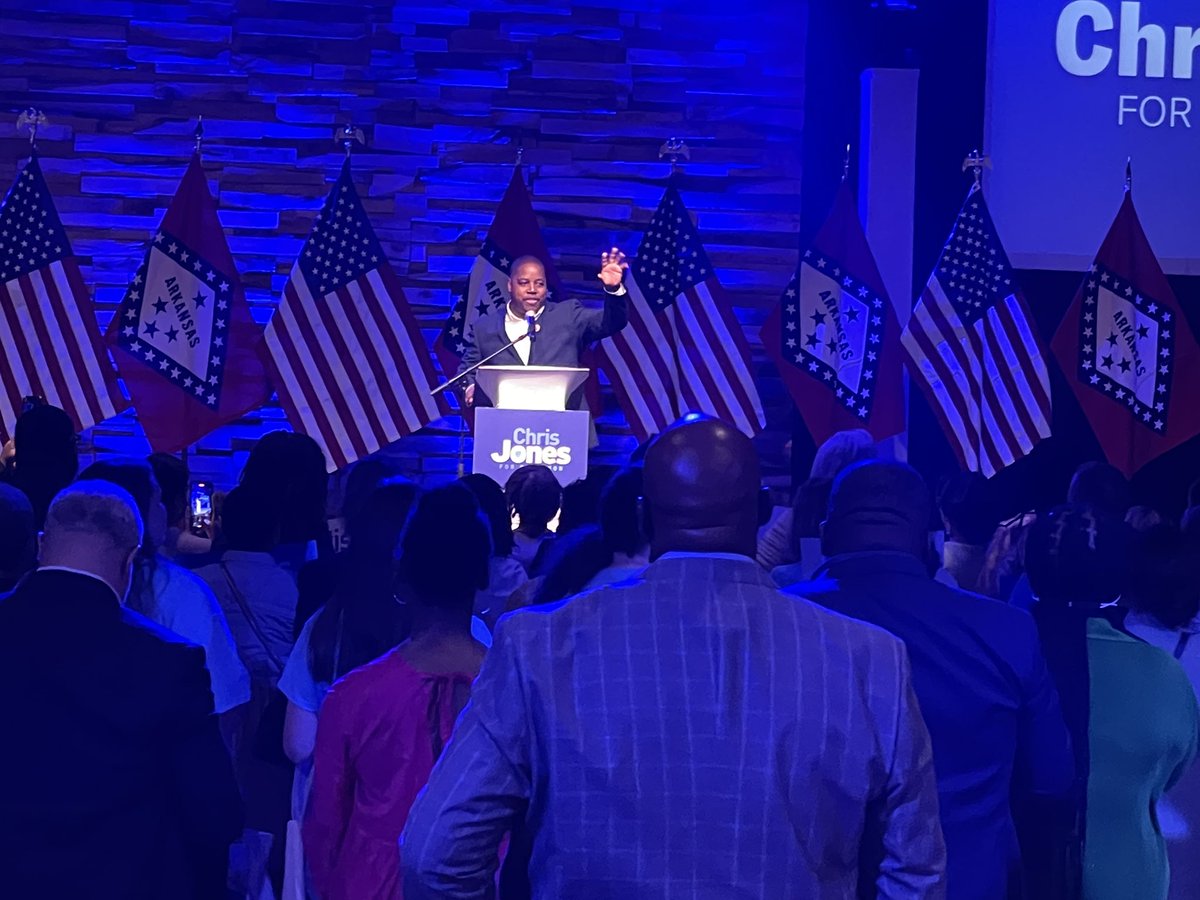 ArkDems's tweet photo. “Tonight — together — we made history.” 

Chris Jones wins the Democratic Nomination for Governor of Arkansas https://t.co/jEyOjnpWW3