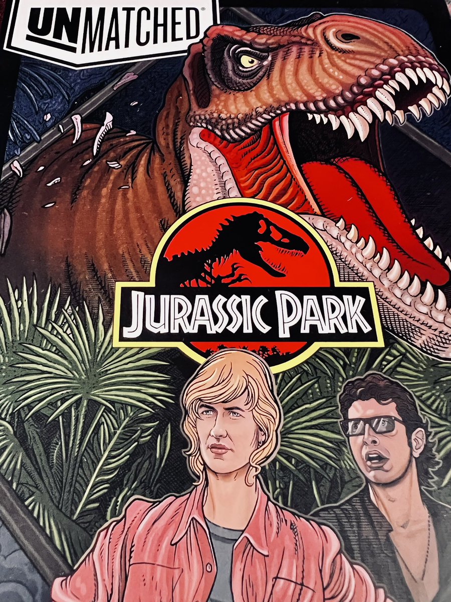 tabletoparcanum's tweet photo. Day 144: unmatched from @RestorationGame just had to try out the first large figure in the system, so much fun to stomp around the map as a T-Rex, the promo Malcom mini was totally worth it too. #unmatchedboardgame #restorationgames #jurassicpark #trex #drmalcolm #gameaday https://t.co/8HmffeVY0D