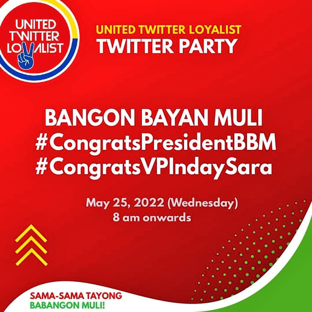 Join ako saglit 

#CongratsPresidentBBM
#CongratsVPIndaySara 
BANGON BAYAN MULI 
<a href="/bongbongmarcos/">Bongbong Marcos</a> <a href="/indaysara/">Sara Duterte</a>
