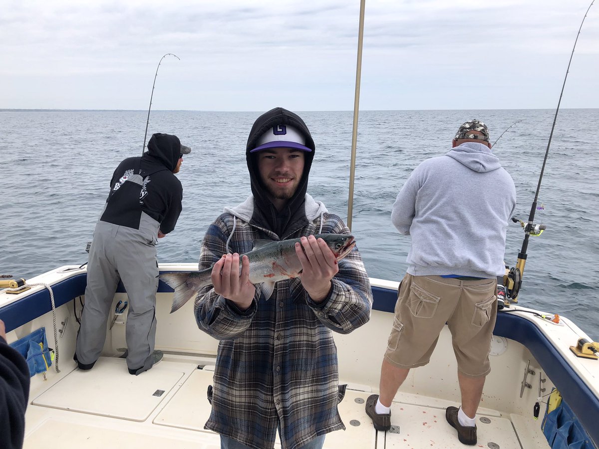 Kelby slaying salmon on Lake Michigan!  Can’t thank @RobbyEbner enough for starting a fishing club <a href="/goodhueschool/">Goodhue School</a> and giving kids a lifelong passion!!  💜