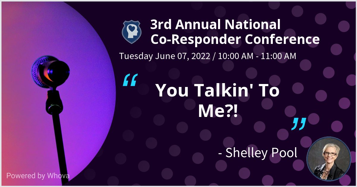 ShelleyPool's tweet photo. I am speaking at 3rd Annual National Co-Responder Conference. Please check out my talk if you're attending the event!  - via #Whova event app https://t.co/5fDFJHFLUw