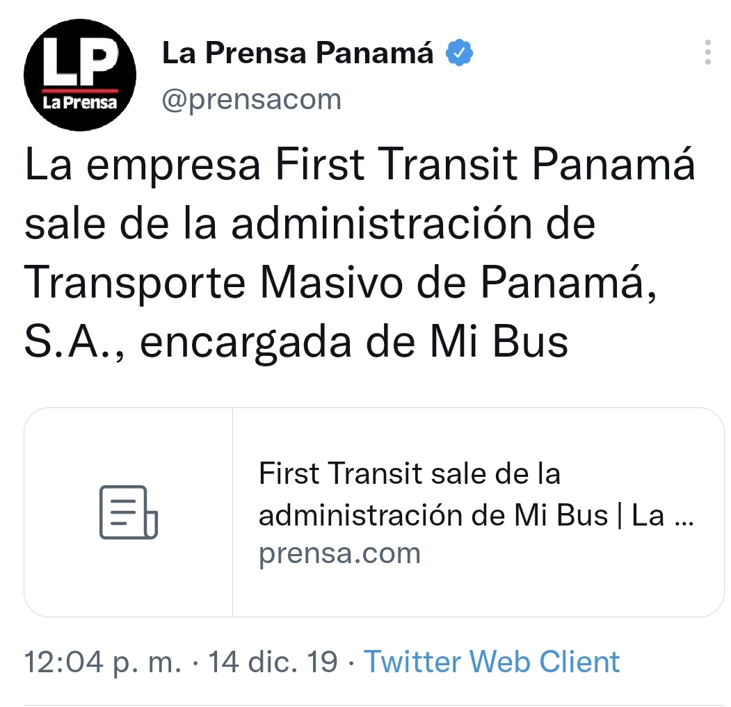 Durante el quinquenio pasado, la administración de Mi Bus estaba en manos de First Transit, empresa norteamericana, reconocida internacionalmente por su experiencia. Ahora, en este Gobierno, no es así: y el resultado ha sido pésimo. Cientos de buses fuera de servicio, por ejemplo