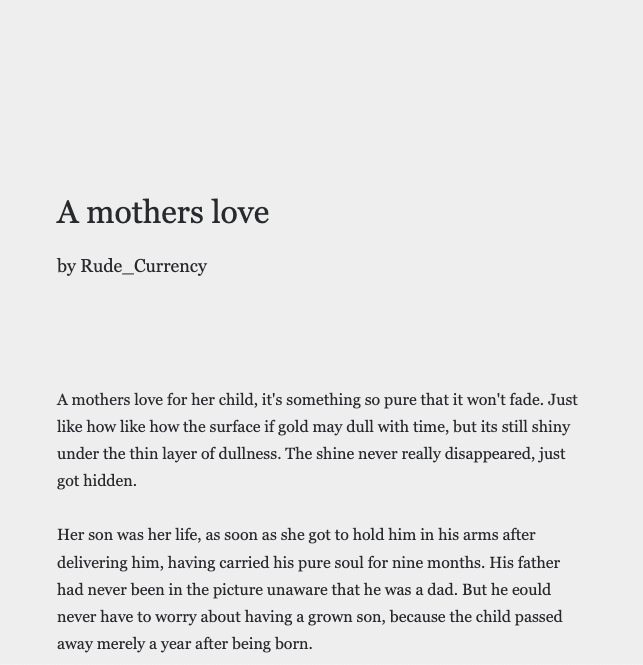 uncookd_'s tweet photo. DreamWatcher by AnomoulousBird

https://t.co/a4ZO3LYdSJ

A mothers love by Rude_Currency

https://t.co/C48MUSYPIc

The Door At The End Of The Road by HiddenSquid02

https://t.co/YIHecUKRUR

I chose to be here by Chrissy

https://t.co/BU0fFkvL1g

#writerslift #WritingCommunity https://t.co/HXTTLNYTwv