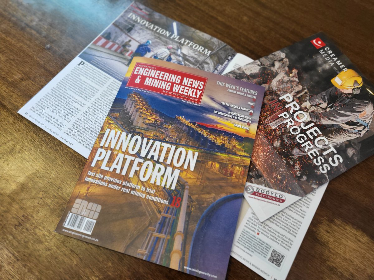 PolityZA's tweet photo. [𝐍𝐄𝐖 𝐈𝐒𝐒𝐔𝐄 𝐀𝐕𝐀𝐈𝐋𝐀𝐁𝐋𝐄] The May 20 – 26 copy of the @EngNewsZA &amp; @MiningWeekly is out now, with the cover story focusing on the Mandela Mining Precinct’s test mine.
 
The latest edition of @CreamerMediaZA #ProjectsInProgress is also available.
 
#CreamerMedia https://t.co/x9NEyFe34x