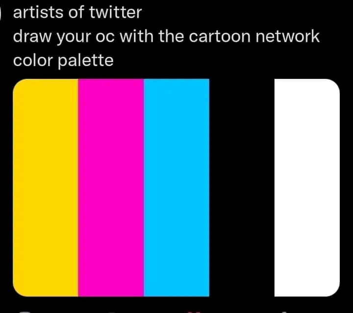 OnlyChikis's tweet photo. P
Participando en el trend de twitter 😊✨rticipando en el trend de twitter 😊✨
 Cartoon network color's💕💕 
.
.
.
#MyArt #myartwork #ArtistOnTwitter #cartoon #ibisPaintX #OC #illustration #digitalart #dibujodigital https://t.co/nRtv1AuSeh