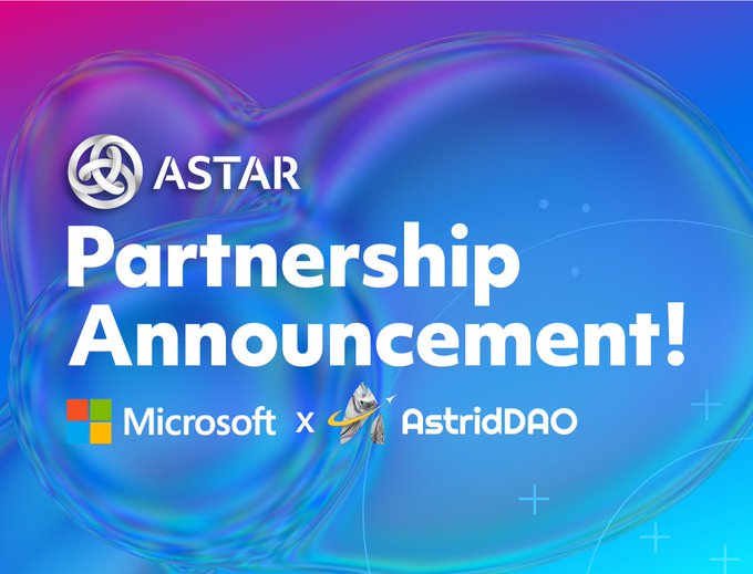 AstarNetwork_JP's tweet photo. . @AstridDAO が @Microsoft とパートナーになったことを発表することに興奮しています🤝

このパートナーシップは、Astarのエコシステム全体にとって信じられないほどの発展です。AstridDAOチームに大きな祝福を! 🎉

このパートナーシップとその意味について詳しくは🔗
https://t.co/r8gVjze3y3 https://t.co/OK7d4XywsI