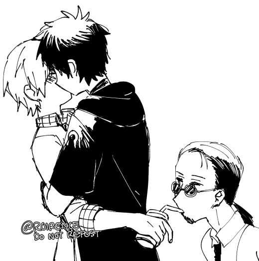 when u trying to investigate spirits but ur partners are flirting (it's a joke and just redrawing third wheel memes feat kijiama and friends)