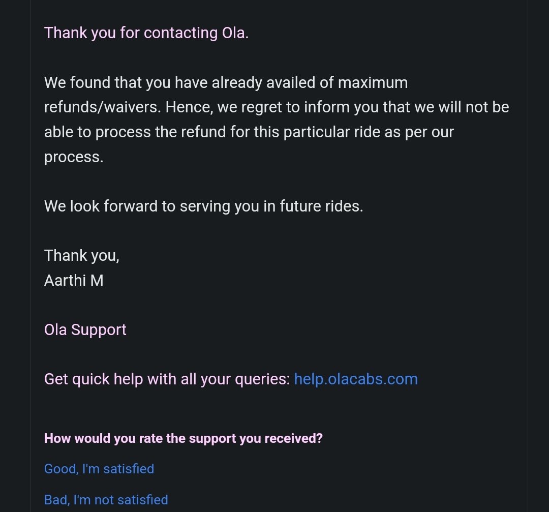 Uditprasad13's tweet photo. @Olacabs @Ola_Kolkata  Worst service by ola.First they book multiple cab at same time,then charge cancellation fee.Once I raise a request they waive off the amount. Then they charge in my next ride as well. And now they say you have exceeded the limit of refund without refunding. https://t.co/UIdGBo4qYk