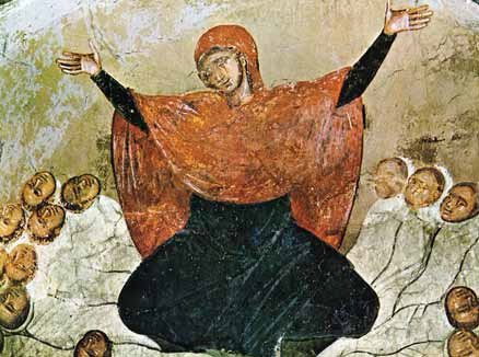 ProfTJG's tweet photo. "This is what the LORD says: 'A voice is heard in Ramah, mourning and great weeping, Rachel weeping for her children and refusing to be comforted, because they are no more.'" 
— Jeremiah 31:15 
(Rachel weeping for her children, 14th-century fresco from Marko's Monastery) https://t.co/gfNsO8L9Qj
