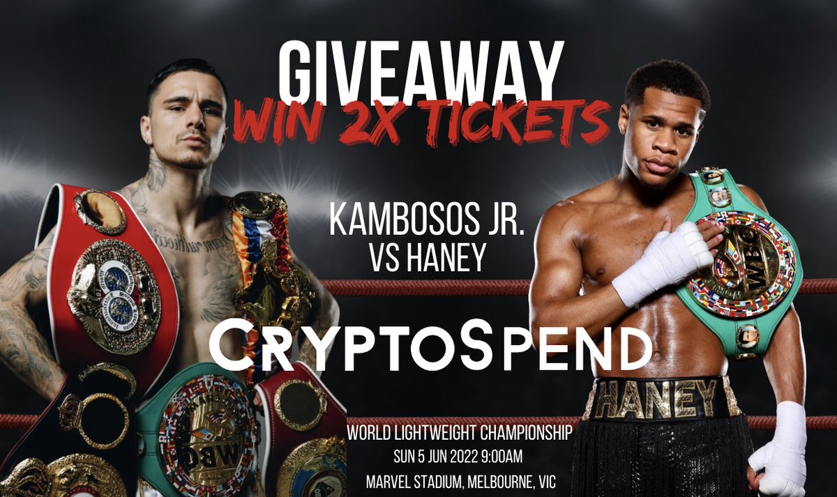 WayexOfficial's tweet photo. We are excited to announce that CryptoSpend is a major sponsor of the BIGGEST boxing fight in Australia’s History!

CryptoSpend are giving away $2,500 worth of tickets to:
Kambosos Jr v Haney - World Lightweight Championship https://t.co/6okRIt7AHf