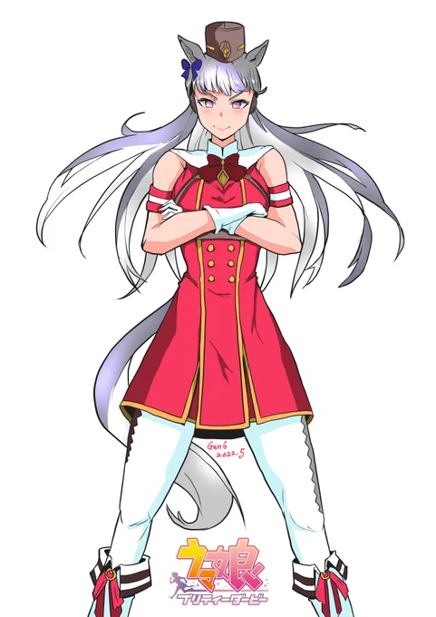 お昼ですね。
過去絵をリメイクして、ガイナ立ちのゴールドシップ描きました。 