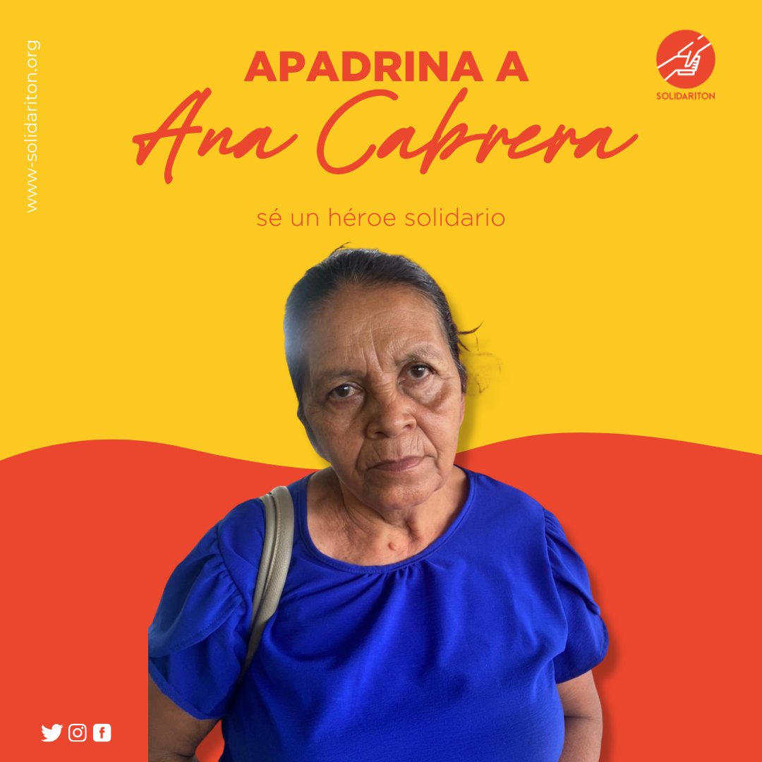 solidariton's tweet photo. ¡Cambia la vida de un abuelito!
Ana Cabrera, tiene 71 años 
Padece reuma y gastritis, necesita víveres y medicamentos como lansoprazol y acetaminofén.

Si deseas apadrinarla escríbenos al 7412 1534 o por DM

¡Tu ayuda cambia vidas! ❤

#apadrinamiento #Fundación #solidariton https://t.co/rOxsvh0wTe