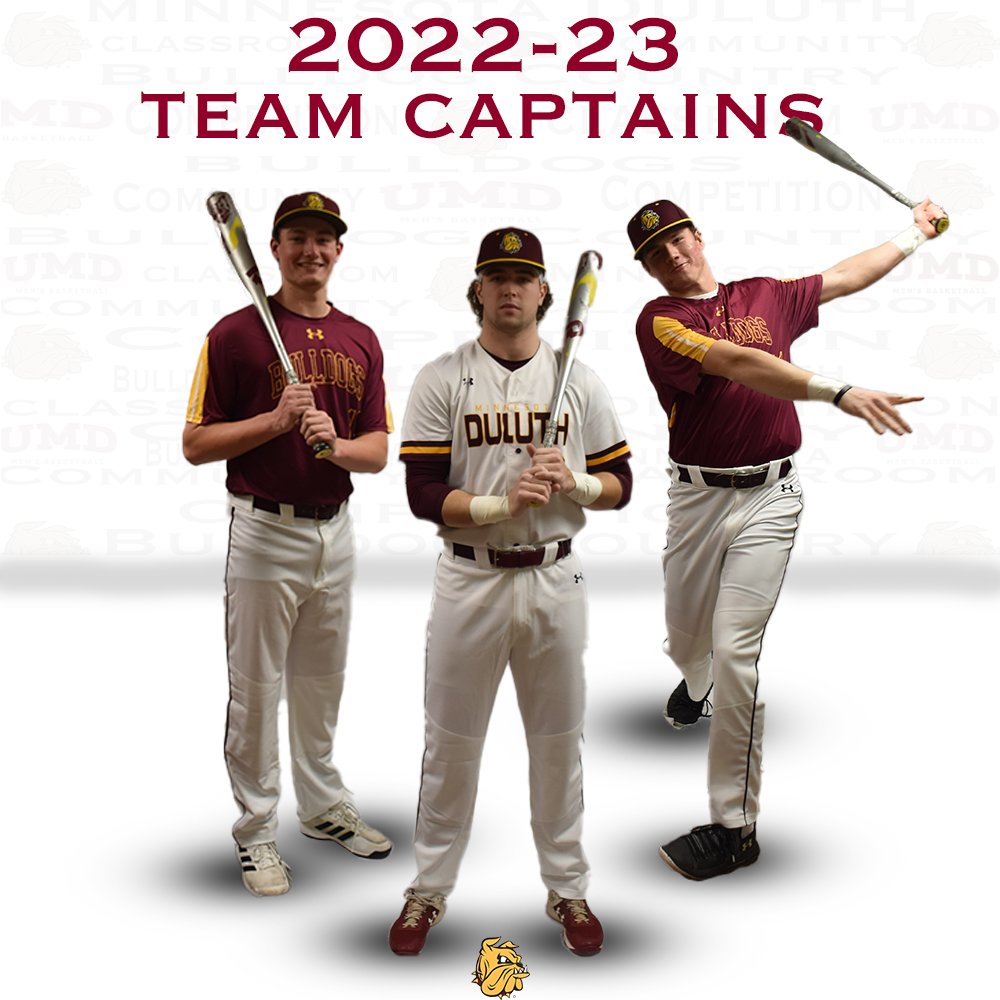 UMDBaseball's tweet photo. Introducing our 2022-23 captains; @mann_tosten, @timpokornowski, and @alex_wattermann!

#BulldogCountry https://t.co/6nQLjtnA4X