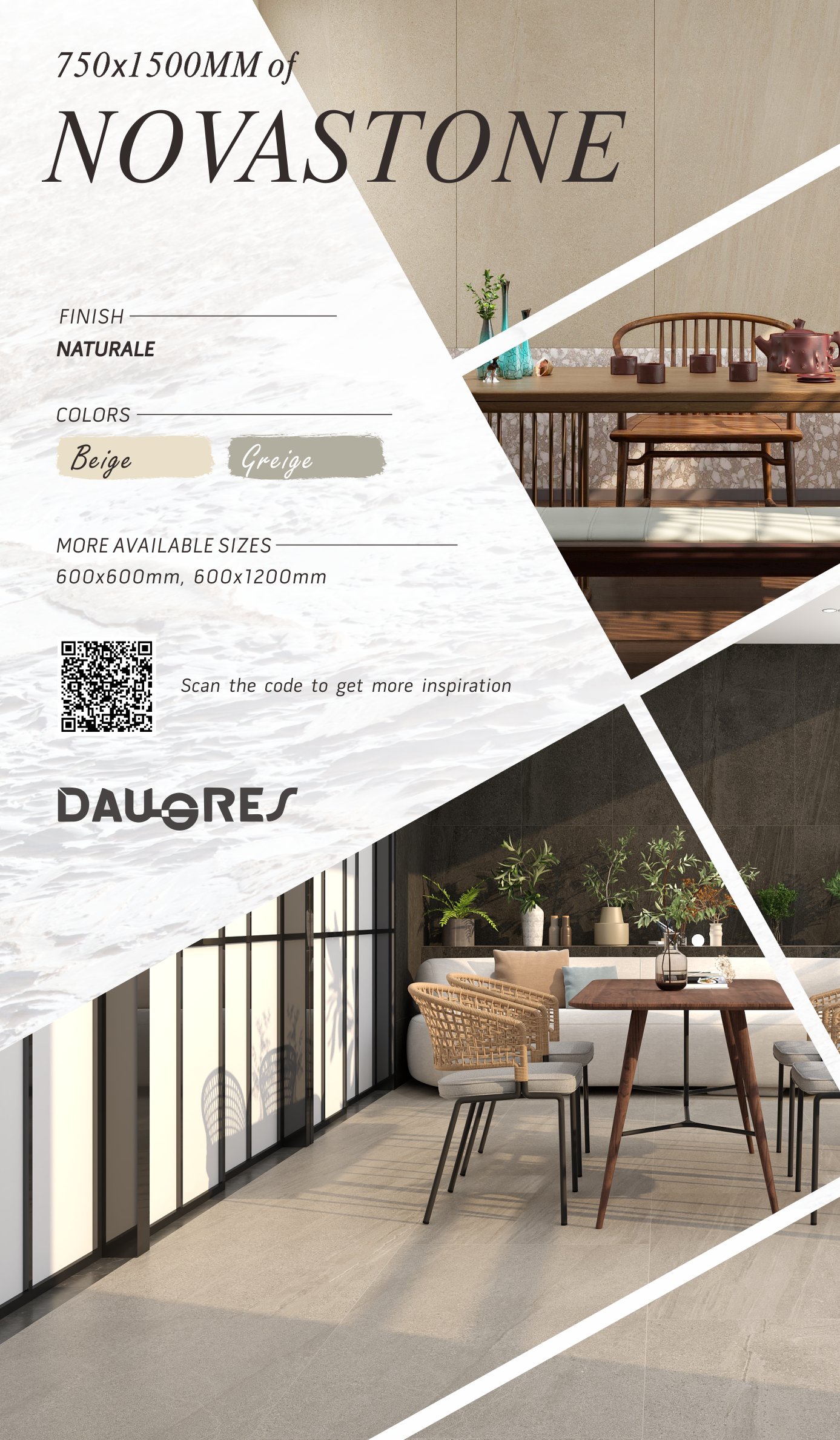 Daugres International Sales Center on X: COLLECTION UPGRADE  750X1500MM  of NOVASTONE Materialise the marks left by wind & rain, show the marvelous  side of nature. #TILE #PORCELAIN #INTERIORDESIGN #ITALIANDESIGN #750X1500MM  #floortile #