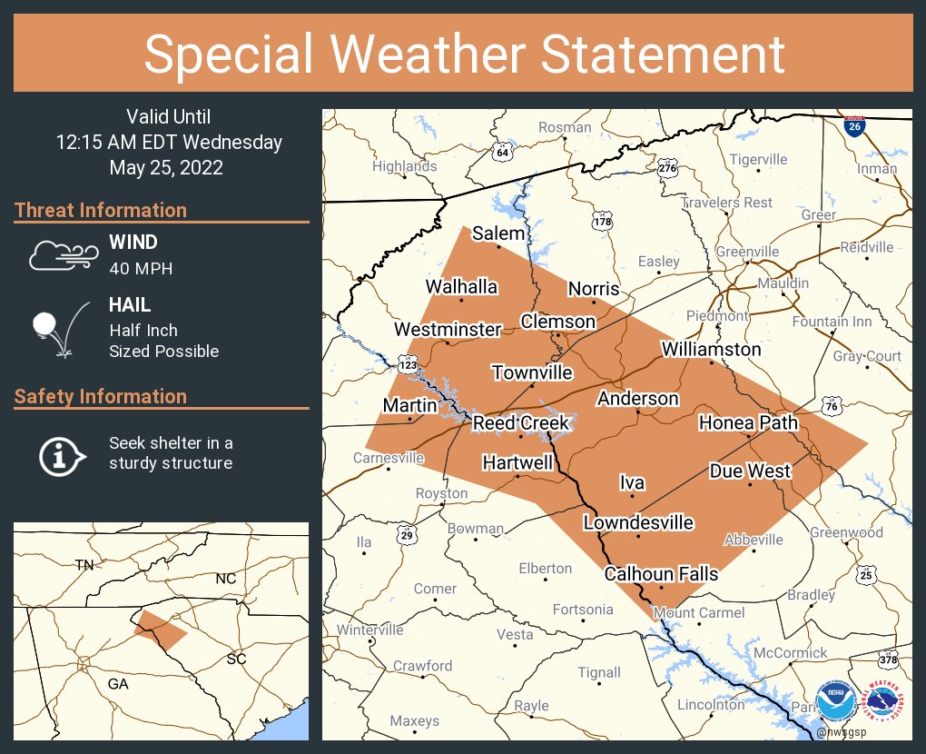 NWS GSP on Twitter "A special weather statement has been issued for
