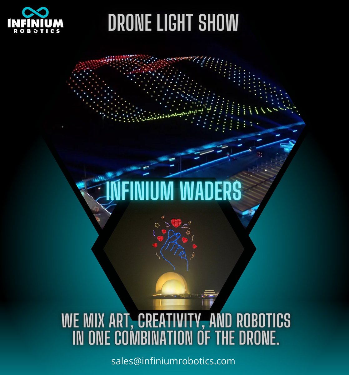 infiniumrobotic's tweet photo. Contact us now! And let us wow your audience!

#droneshow #infiniumwaders #eventplanning https://t.co/4SgcOA3lEr