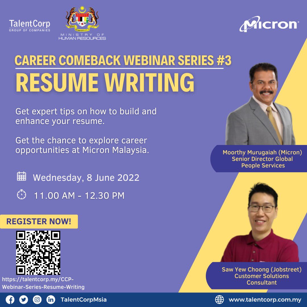 TalentCorp Malaysia on Twitter "Join our webinar in resume writing