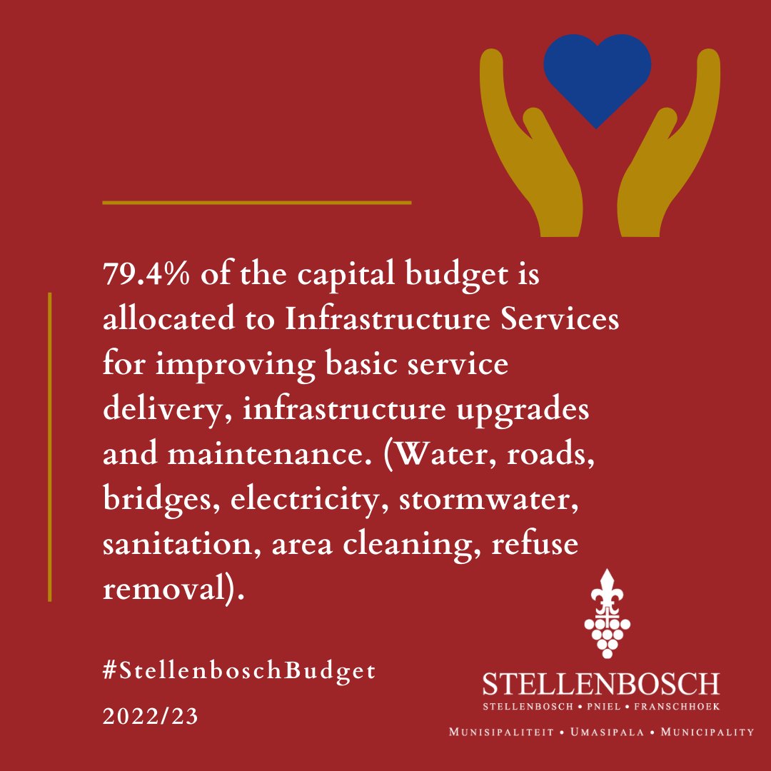 StellMun's tweet photo. Mayor van Deventer: "Nearly 80% of our capital budget will be spent on basic service delivery."
#StellenboschBudget https://t.co/itrVW8913u