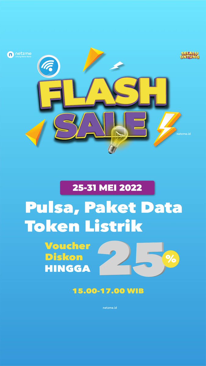 netzmeofficial's tweet photo. #flashsale Netzme hadir lagi sebagai penabur diskonan di bulan tua!! 😍 catet waktu dan tanggalnya biar gak ketinggalan Bestiiiiie 😘
#untungramerame #nontunaipakainetzme
#netzme https://t.co/nYuVpsQ9t0