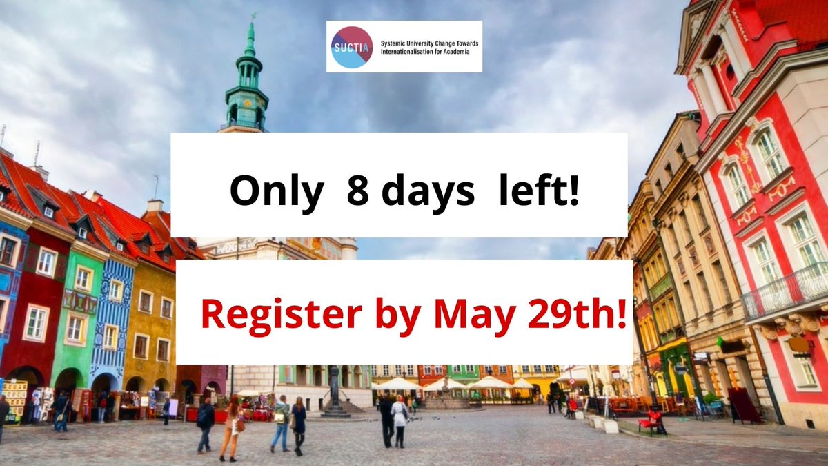 Can you believe it?! It's only 8 days left and we meet in Poznań! We will talk about internationalizing academics and you can still take part in the SUCTIA Conference. Register by the end of this week!
suctia.com/conference/