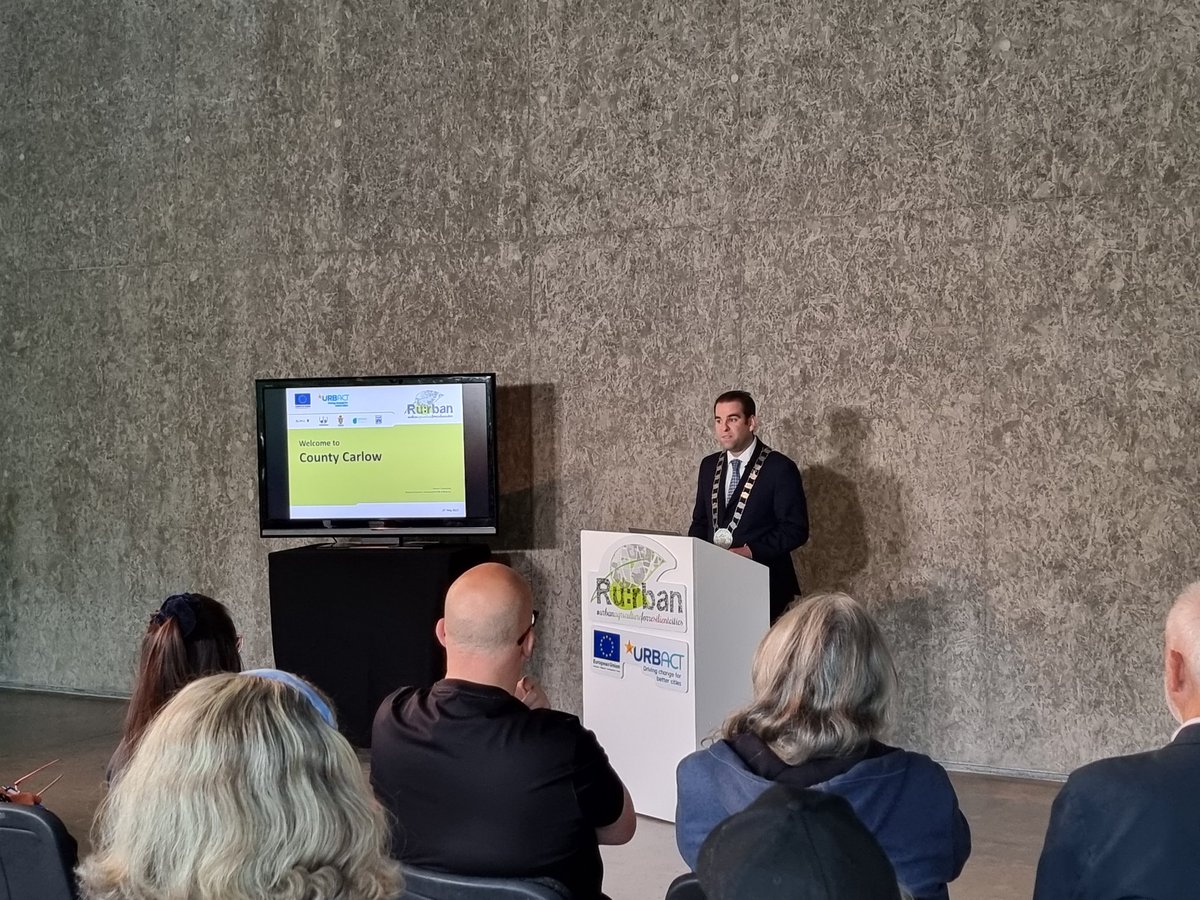 comerfordk's tweet image. Great start to our @RU_RBAN @URBACT_IE International meeting with welcome address by @Fintan_Phelan @Carlow_Co_Co and Kathleen Holohan Chief Executive @CarlowLEO