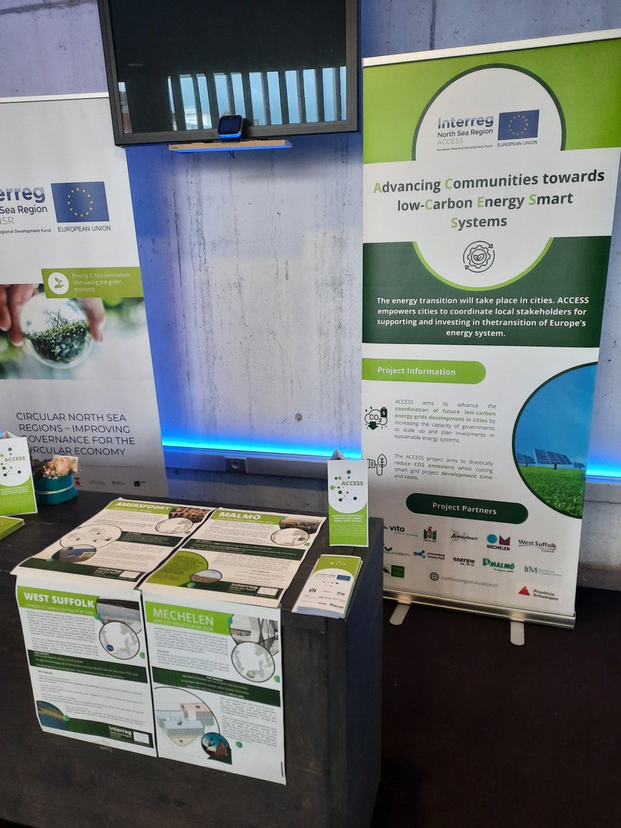 ACCESS_NSR's tweet photo. The ACCESS project was at the @NorthSeaRegion conference yesterday! 

Project representative Evi Lambie from @VITObelgium took station at the booth taking part in interesting discussions about ACCESS and the #EnergyTransition.  

#WearetheNorthSea #AllAboardNSR #interreg https://t.co/svQ6x8hyvB