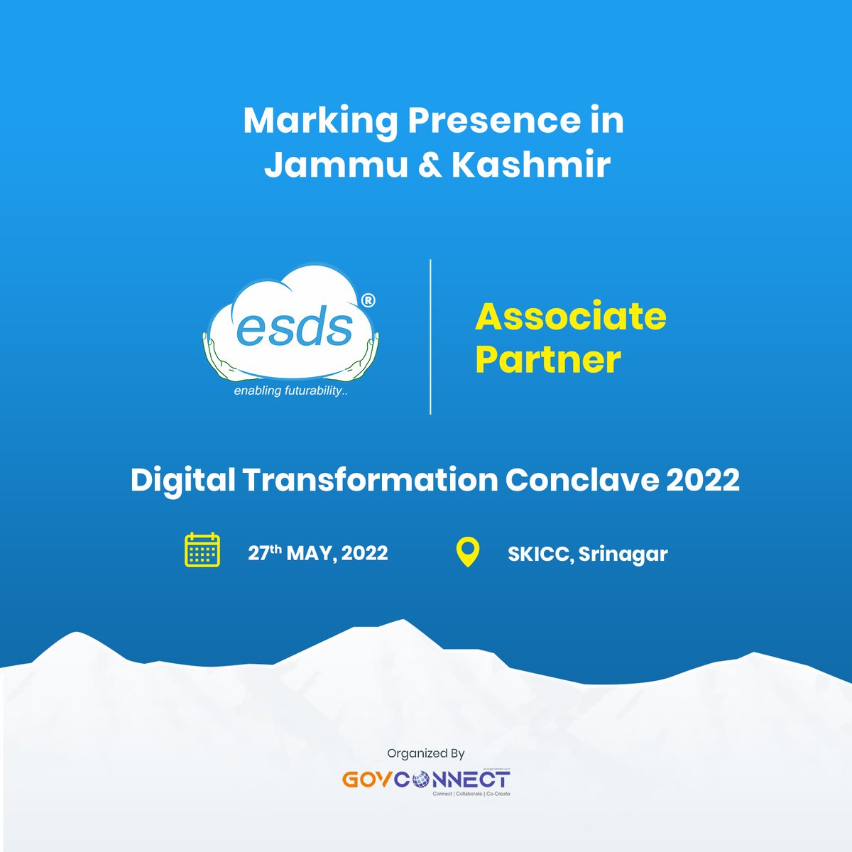 ESDSDataCenter's tweet photo. Get the best of Managed Cloud Services and IT Infrastructure through one of India's leading Cloud Service Providers with ESDS, associate partner at the #DigitalTransformationConclave 2022, Srinagar.

#ESDS4U #Event #event2022 #cloud #government https://t.co/6l4Kt3F0U9