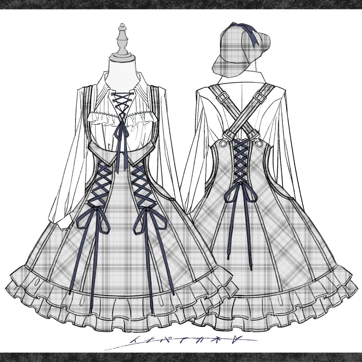 CandySeraffi's tweet photo. ロリータ服のデザイン(1/3) https://t.co/KxGTzvHlnZ
