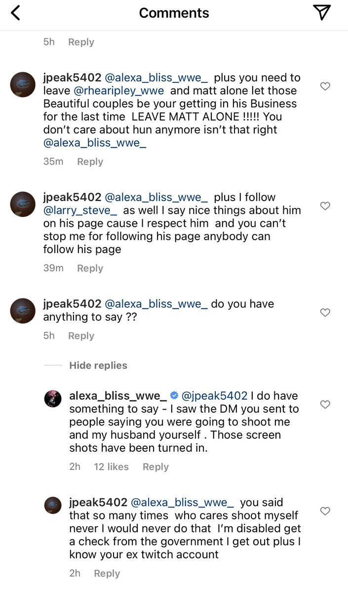 A Fan Threats To Shoot Alexa Bliss And Her Husband