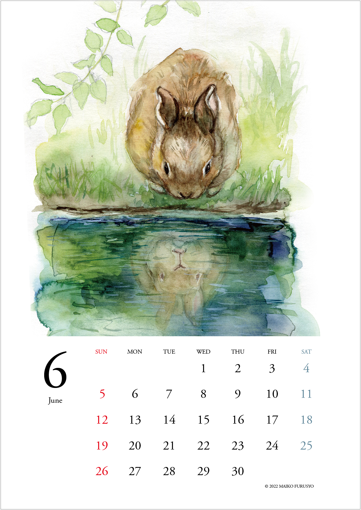 Fululu ネットプリントのカレンダー 6月分を作りました 6月のカレンダーは 池を覗き込むうさぎさんの絵にしました セブンイレブンのネットプリントでプリントできます 番号 6月1日までです T Co Wxdlf9qrcx Twitter