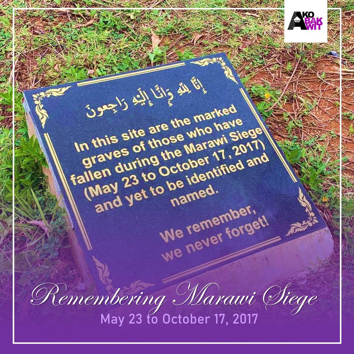 AkoBakwit's tweet photo. Bilang paggunita sa delubyong dulot ng Marawi siege, ipinapanalangin natin ang lahat ng mga buhay na nawala, lahat ng mga biktima, lahat ng mga nadamay dito. Nawa’y makabalik na rin sa kanilang tahanan ang mga nawalan ng bahay. https://t.co/jrGhzma5dn