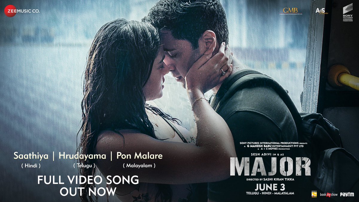 Love Melody Of The Season ♥️ #Hrudayama #Saathiya #PonMalare Full Video Songs - bit.ly/3yV5ww3 #MajorTheFilm #MajorOnJune3rd @AdiviSesh @SashiTikka @SricharanPakala @sidsriram @kk_lyricist #VnvRamesh @javedali4u @riteshrajwada #Ayraan #SamMathew @ZeeMusicCompany