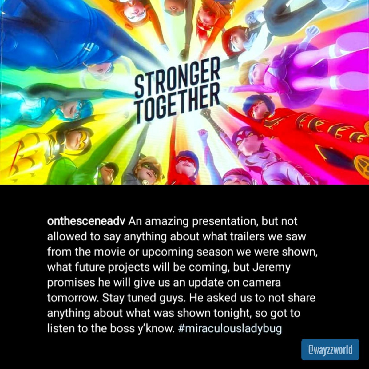 wayzz_world's tweet photo. An official Season 5 trailer ▶️ is ready, as well as one for the Miraculous Movie 🎬 and they were both exclusively shown to the people who attended the Vegas Licensing Show... which means the S5 premiere isn't too far away! 🥳😌 #MLBS5Spoilers https://t.co/LuDyNf4MqF