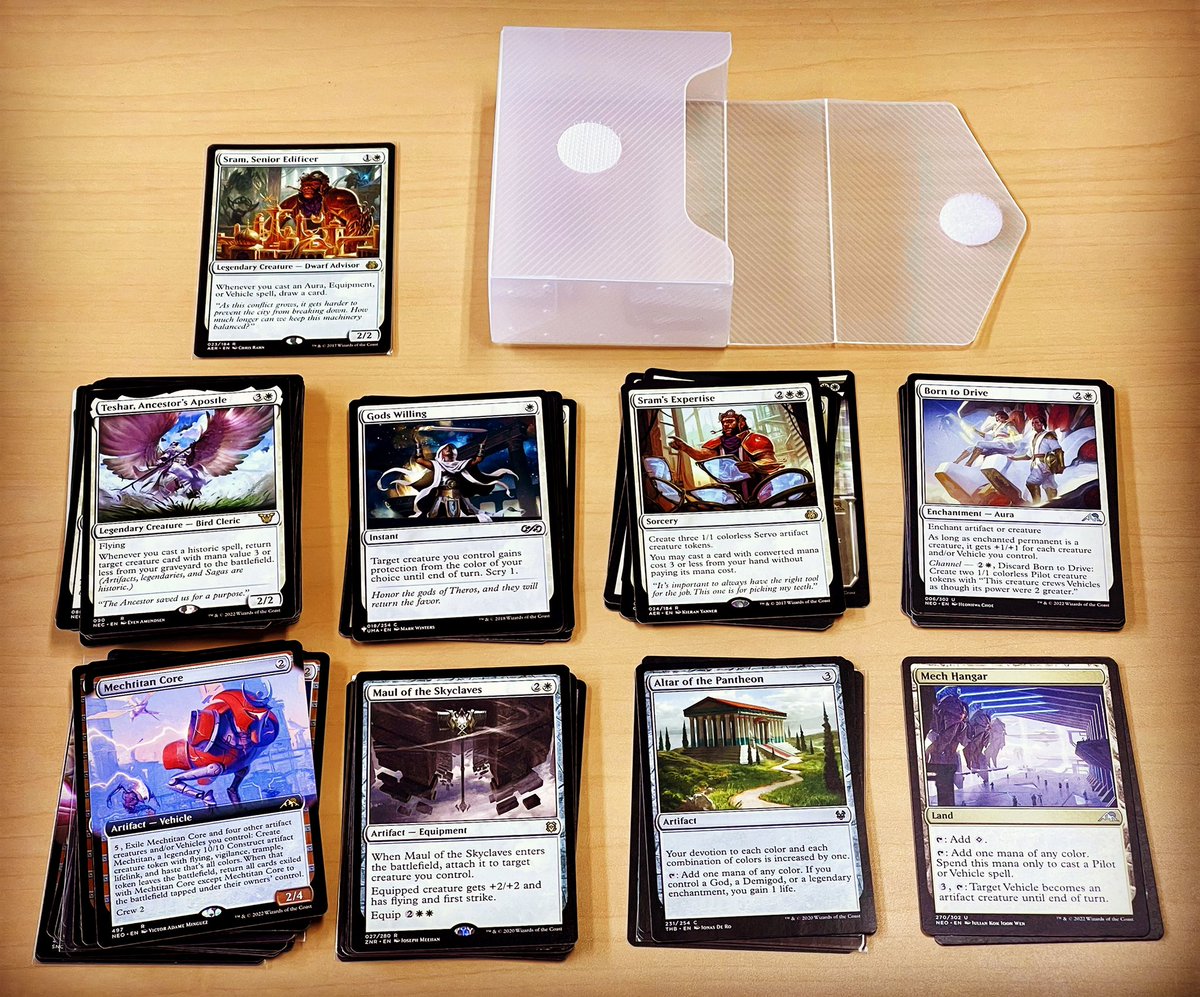 LeroyHayabusa's tweet photo. Working on my #unsleeved #monowhite Sram #EDH deck today! Getting close to the final cuts. Hopefully I can put the final touches on it soon! #Magic #mtg #MagicTheGathering #MagicCardCollection #MagicCards #Commander https://t.co/pUfrmpsPoo
