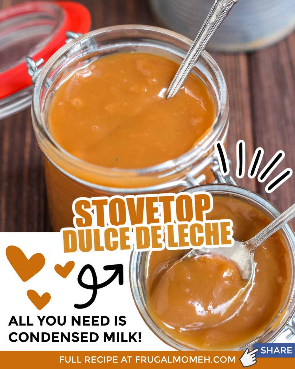 Find out how to make your own delicious dulce de leche using condensed milk with this easy recipe. You’ll be licking your spoon in no time!

Get the FULL recipe &gt;&gt; frugalmomeh.com/dulce-de-leche…