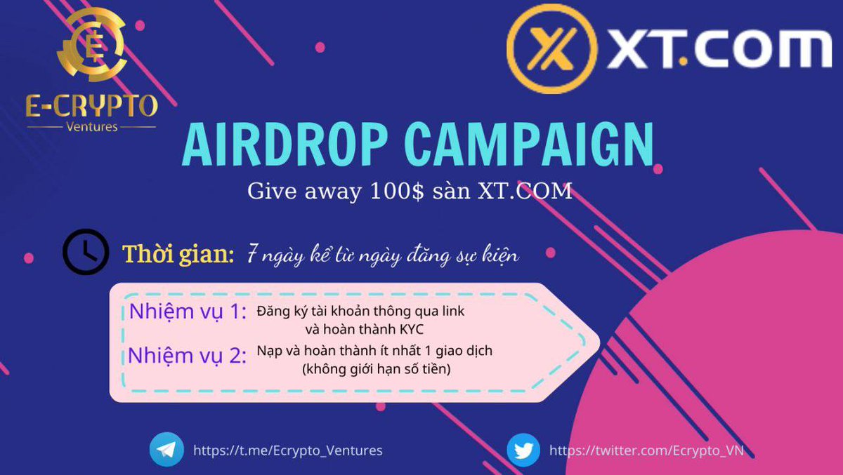 AIRDROP ĐẶC BIỆT DÀNH CHO CỘNG ĐỒNG ECRYPTO VENTURES  🚀🚀🚀
Linh tham gia : t.me/Ecrypto_Ann/329