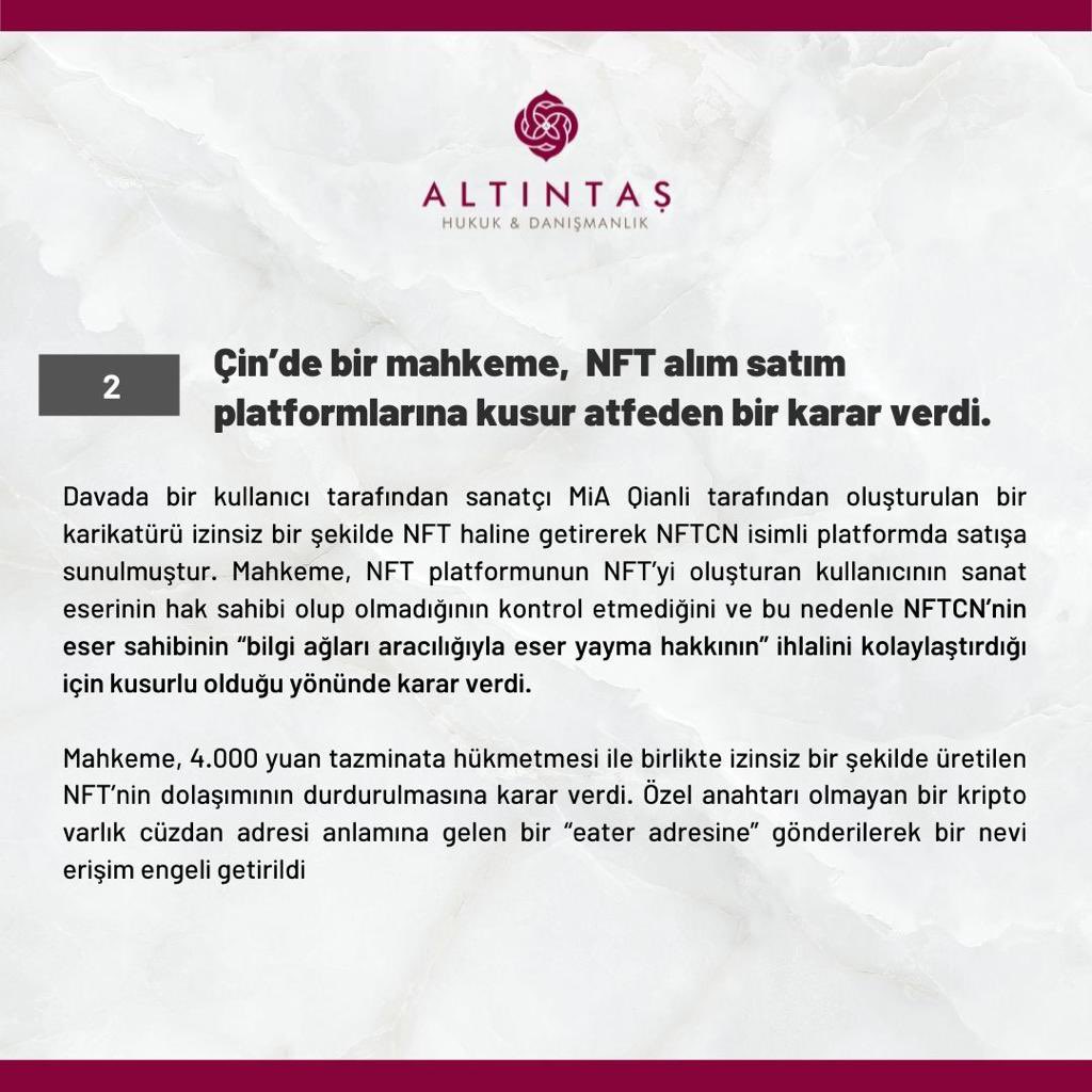 AltintasHukuk's tweet photo. • Bülten 01 

Blockchain Hukukuna ilişkin güncel gelişmeleri sizler için derledik. Keyifli okumalar dileriz. 📚 https://t.co/77FiRvqumy