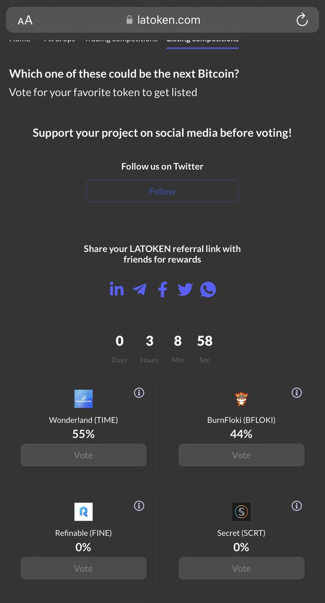 📣Dear Community,

Please VOTE for #BurnFloki Project, to get listed on <a href="/latokens/">latokens</a> Exchange👇🏻

go.latoken.com/86e

only 3 Hours remaining and we are very close to it 🚀

#BurnFloki $BFLOKI #FLOKI #SHIB #DOGE #KIBA #BabyDogeCoin #NFT #Play2Earn #BSC