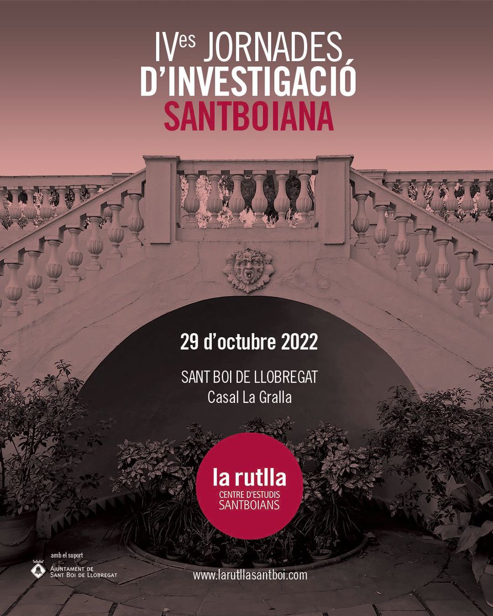 🔗 Us podem anunciar que comencem a treballar en les Jornades d’Investigació Santboiana, que enguany arriben a la quarta edició, i que s’han consolidat definitivament com a motor per incrementar el coneixement sobre Sant Boi de Llobregat

⤵️ Més info

larutllasantboi.com/2022/05/23/en-…
