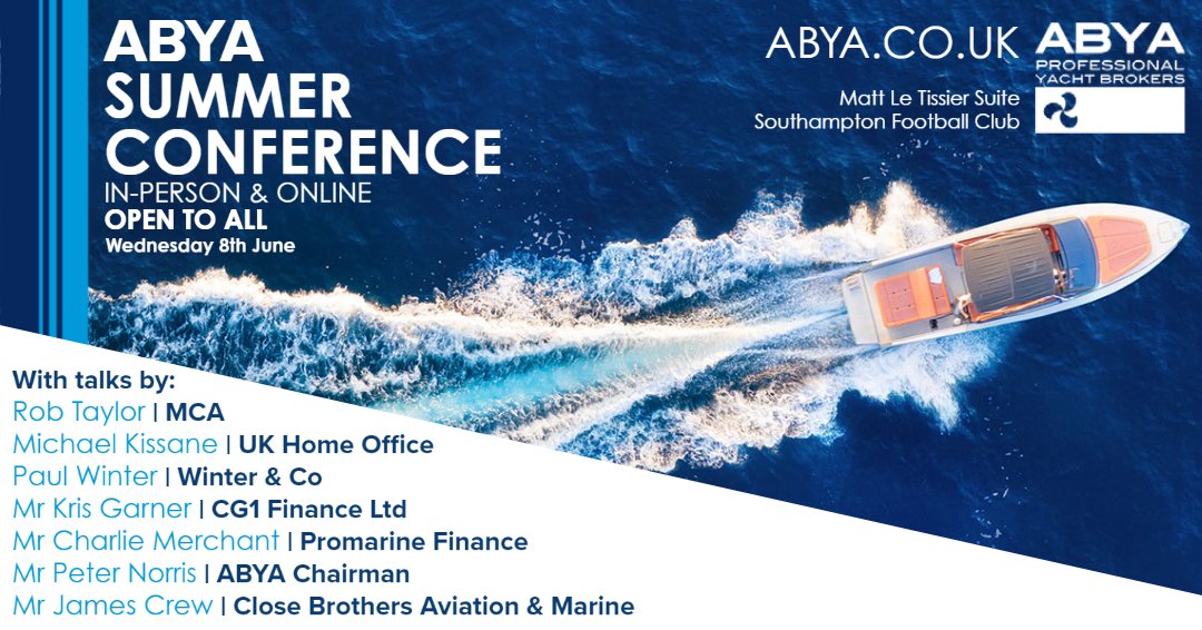 🔴 3 weeks to go | We have an incredible roster of Professionals from UK GOV &amp; across the Marine Industry, delivering discussions on key regulatory changes that will impact UK &amp; EU Yacht Brokers.

Available In-Person &amp; Online | Book now: form.jotform.com/YBDSA/abya-sum…