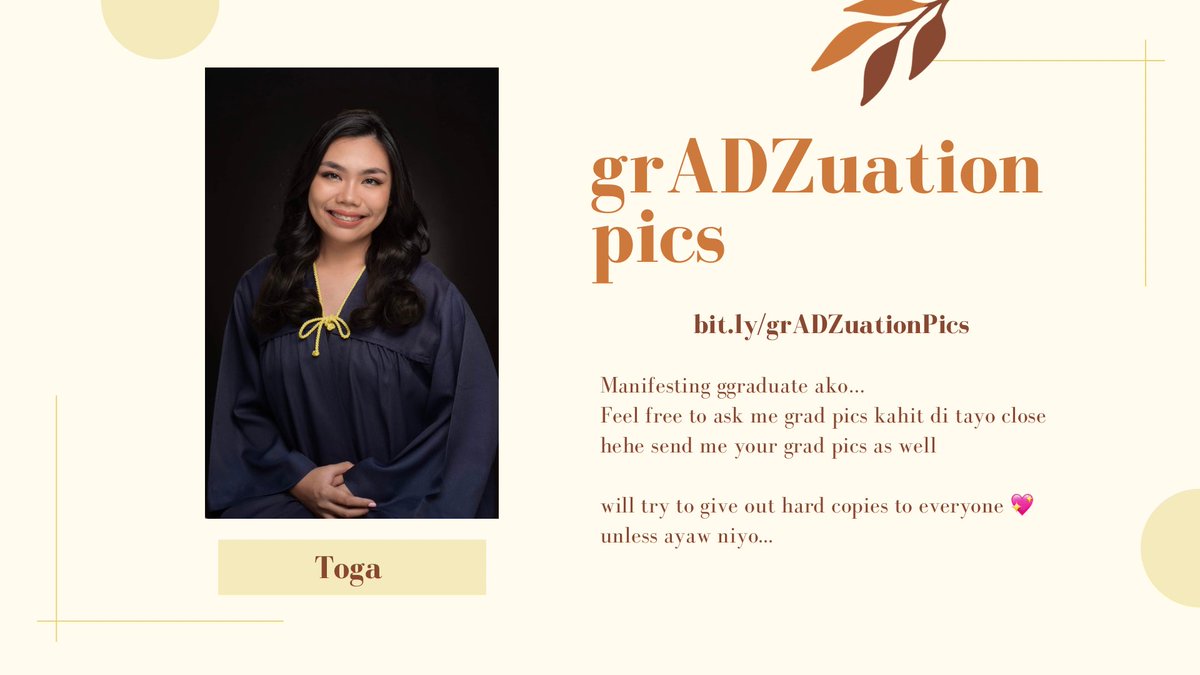 yadzieee's tweet photo. Hi guys! ✨

Sana grumaduate ako pero ito na gradpics ko hehehe

https://t.co/b99tLfIgAz

Feel free to ask for one kahit di tayo close (and bigyan niyo rin ako plsss) 💖

#BenteDosMagtatapos https://t.co/PyobL6Ew8I