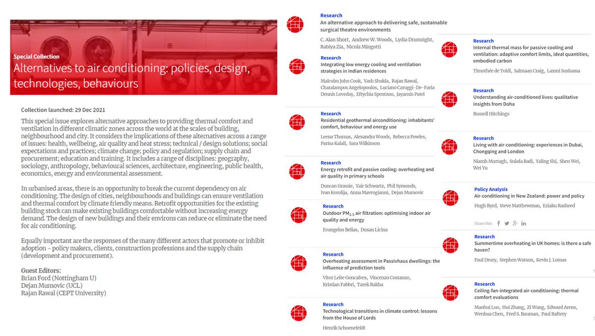 Here you can find the latest papers for our Special Collection: 'Alternatives to air conditioning: policies, design, technologies, behaviours': journal-buildingscities.org/collections/sp…