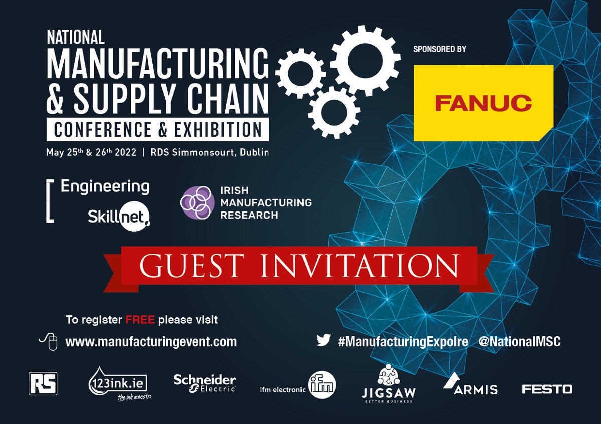 The 8th National Manufacturing &amp; Supply Chain Conference and Exhibition is being held at RDS Simmonscourt, Dublin on the 25th and 26th of May 2022.
We would like to invite all of you to come visit us at booth N07 in Hall-8.
#NationalMSC #ManufacturingEXPOIRE #industry40 #IIoT