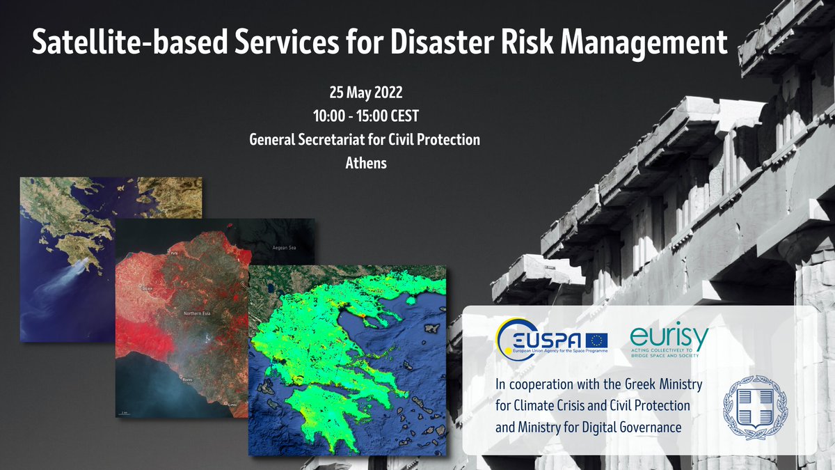 🟢Soon live!

Join us at 10:00 EEST / 9:00 CEST for the "Satellite-based services for disaster risk management" workshop from Athens to learn how we can leverage #EUSpace to prevent &amp; mitigate natural disasters.🔥⛈️

🖱️Tune in here youtube.com/watch?v=rbS4GT…