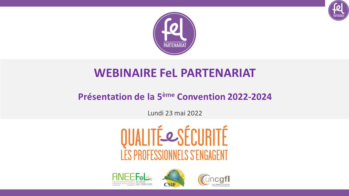 Webinaire #FELPARTENARIAT lundi pr présenter la nouvelle Convention 2022/2024. Vous étiez nombreux à participer #grossiste #importateur #expéditeur👍 Merci pour la qualité des échanges et de votre implication dans la démarche ! 👏<a href="/UNCGFL/">Uncgfl</a> <a href="/CSIFimport/">CSIF</a> #aneefel #qualité #sanitaire