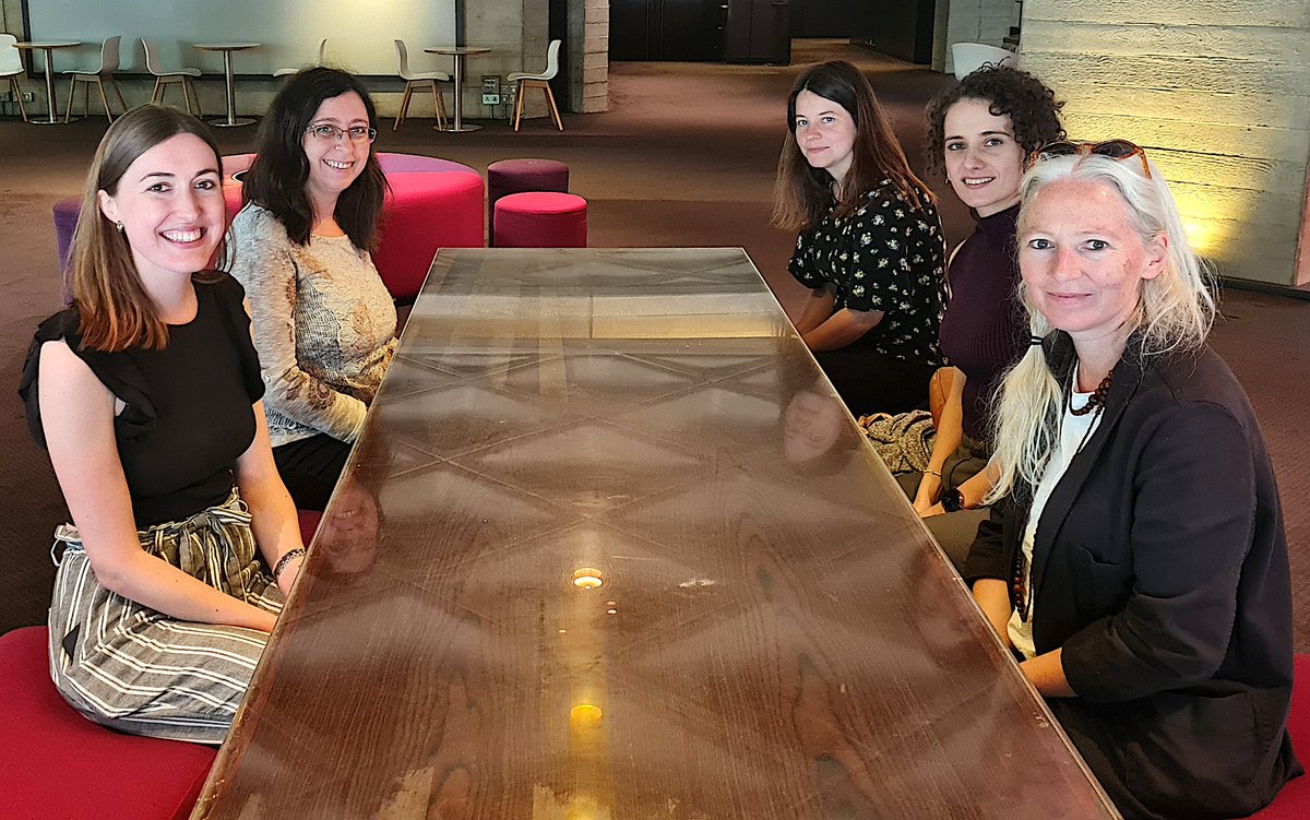 Hurray! A full team training with everyone in person. Left to right: Lucy Osborne, Matina Karastatira, Jess Grieve, Pamela Michaelides &amp; ⁦<a href="/DrKateJones1/">Dr Kate Jones</a>⁩ #musictherapyteam #musictherpy